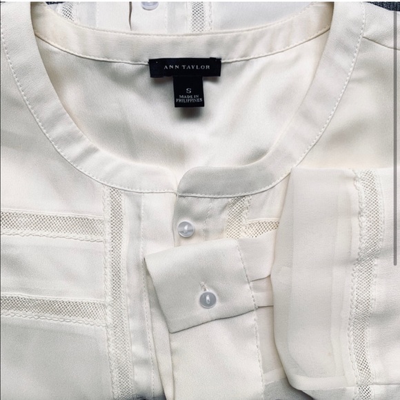 Ann Taylor Silky Long Sleeve Button Down Blouse - Picture 1 of 4